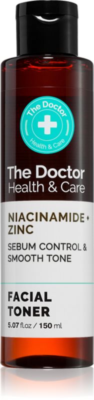 The Doctor Niacinamide + Zinc Sebum Control & Smooth Tone tonic pentru curățare, cu efect de matifiere 150 ml