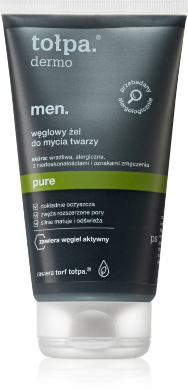 Tołpa Dermo Men Pure Gel facial de curatare cu cărbune activ 150 ml