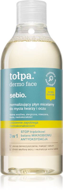 Tołpa Dermo Face Sebio apă micelară 3 în 1 pentru pielea cu imperfectiuni 400 ml