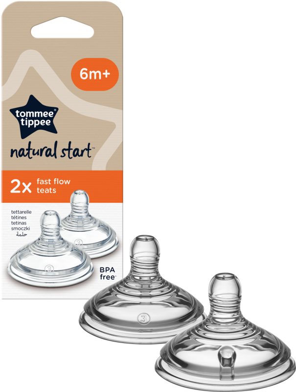 Tommee Tippee Natural Start Anti-Colic Teat tetină pentru biberon Fast Flow 6 m+ 2 buc