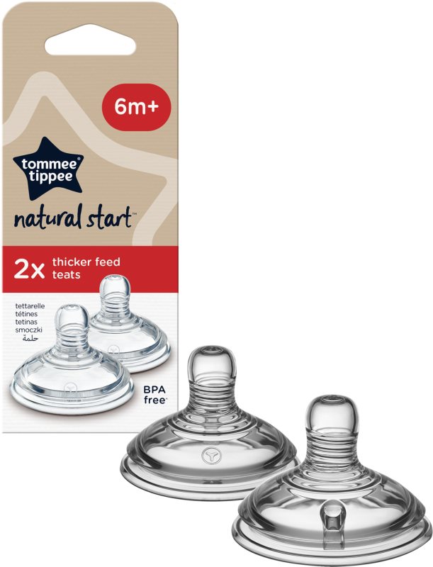 Tommee Tippee Natural Start Anti-Colic Teat tetină pentru biberon Thick Feed 6m+ 2 buc