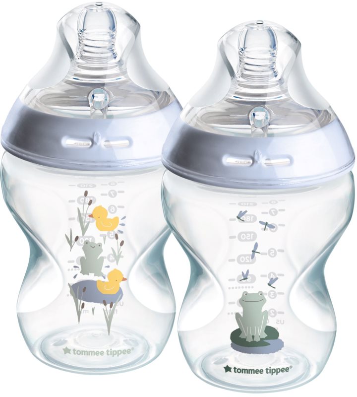 Tommee Tippee Natural Start Anti-Colic biberon pentru sugari Slow Flow 0m+ Frog 2x260 ml
