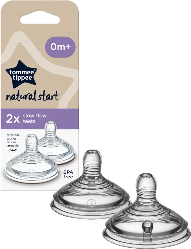Tommee Tippee Natural Start Anti-Colic Teat tetină pentru biberon Slow Flow 0m+ 2 buc