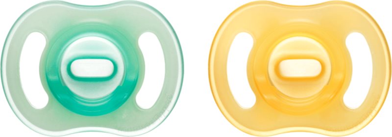 Tommee Tippee Ultra Light Night suzetă Yellow/ Green 0-6m 2 buc