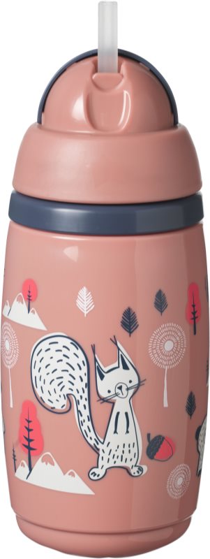Tommee Tippee Superstar Insulated Straw Pink ceasca cu pai pentru copii 12m+ 266 ml