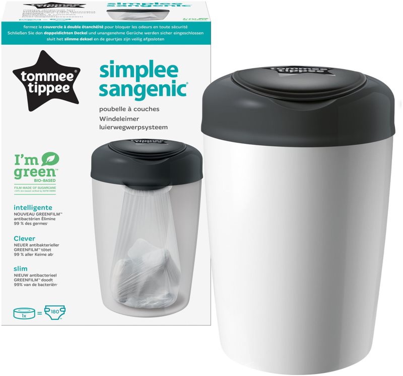 Tommee Tippee Simplee White coș pentru scutece + casetă de rezervă 1 buc