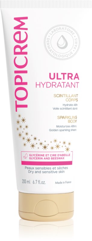 Topicrem UH BODY Ultra-Moisturizing Sparkling Body lapte de corp intens hidratant cu particule stralucitoare 200 ml