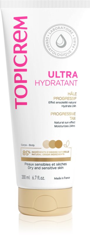 Topicrem UH BODY Ultra-Moisturizing Progressive Tan lotiune hidratanta pentru bronzare pentru piele uscata si sensibila 200 ml