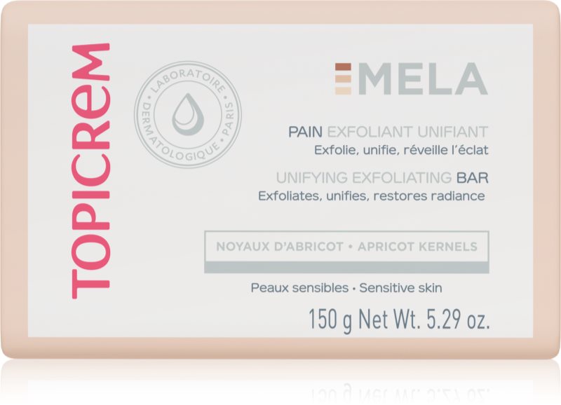 Topicrem MELA Unifying Exfoliating Bar sapun pentru curatare cu efect de exfoliere pentru față și corp 150 g