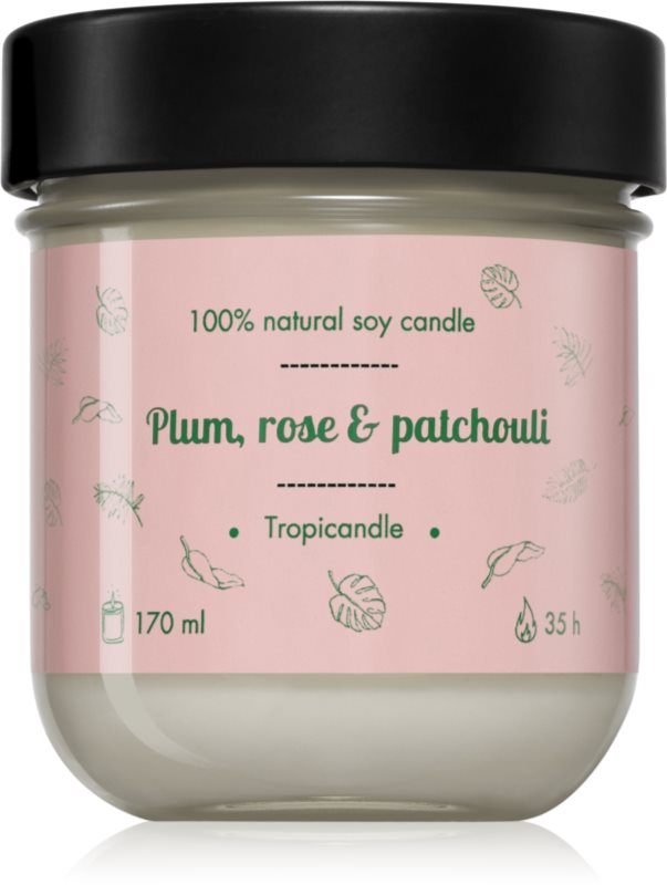 Tropicandle Plum, Rose & Patchouli lumânare parfumată 170 ml