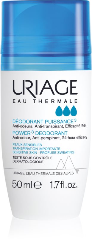 Uriage Hygiène Power3 Deodorant Deodorant roll-on impotriva petelor albe si galbene 50 ml