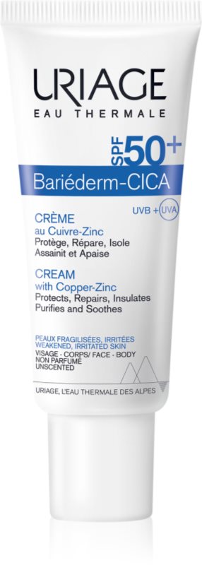 Uriage Bariéderm Cica-Cream with Copper-Zinc SPF 50+ cremă reparatoare cu cupru și zinc SPF 50+ 40 ml