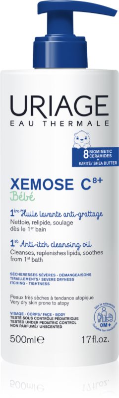 Uriage Xemose C8+ Bébé ulei calmant pentru curatare pentru piele uscata spre atopica 500 ml