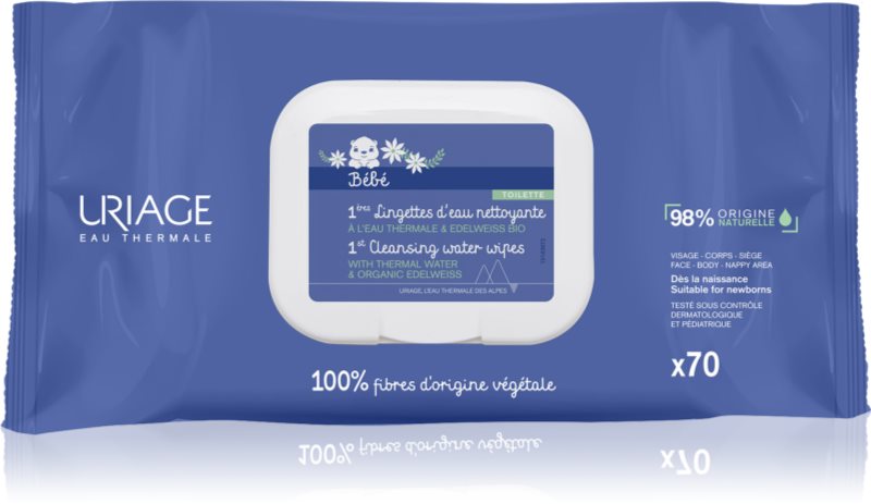 Uriage Bébé 1st Cleansing Wipes servetele pentru curatare pentru copii 70 buc