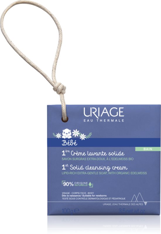 Uriage Bébé 1st Solid Cleansing Cream sapun crema pentru piele neteda si delicata pentru nou-nascuti si copii 100 g