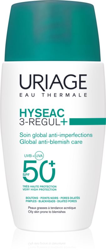 Uriage Hyseac 3-Regul+ Global Anti-Blemish Care SPF50+ cremă de zi pentru ten gras SPF 50+ 50 ml