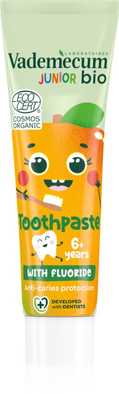 Vademecum BIO Junior pasta de dinti pentru copii cu flor de la vârsta de 6 ani Minty Mango 50 ml