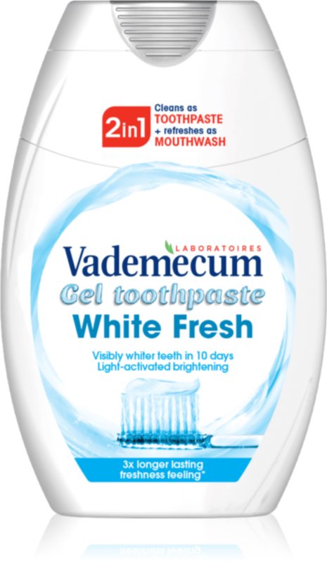 Vademecum 2 in1 White Fresh pasta de dinti si apa de gura 2 în 1 cu efect de albire 75 ml