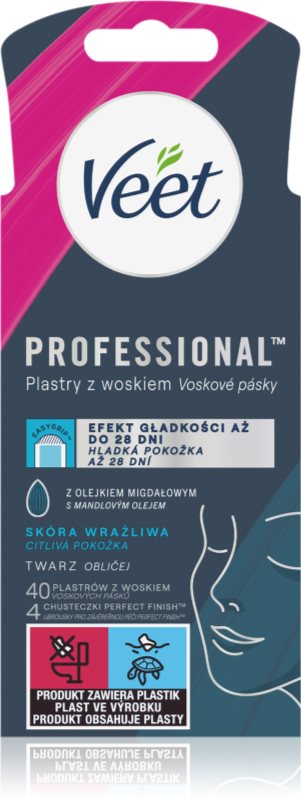 Veet Professional Benzi de ceara depilatoare pentru fata pentru piele sensibilă 40 buc