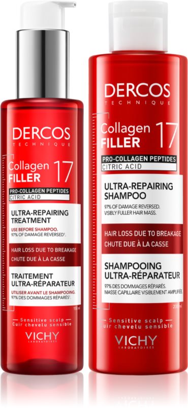Vichy Dercos Collagen Filler 17 set pentru părul slab cu tendință de cădere