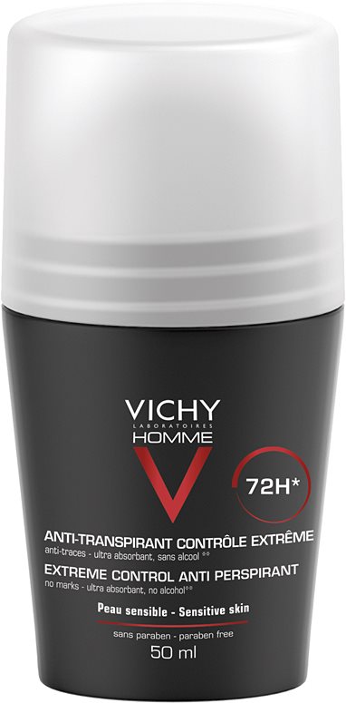 Vichy Homme Deodorant antiperspirant roll-on impotriva transpiratiei excesive 72h 50 ml