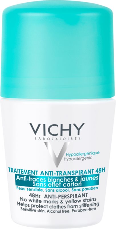 Vichy Deodorant 48h antiperspirant roll-on impotriva petelor albe si galbene 50 ml