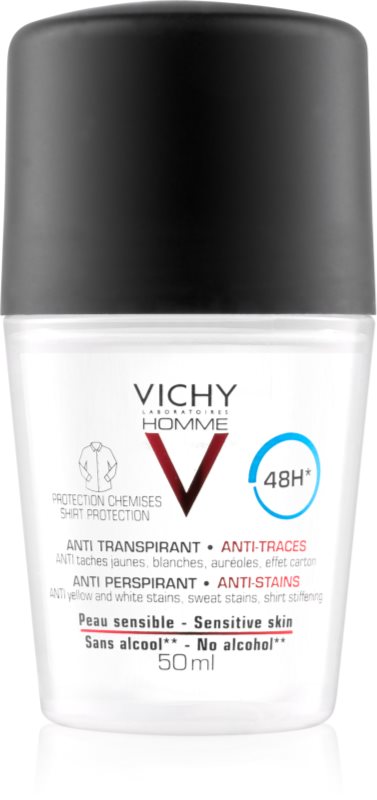 Vichy Homme Deodorant antiperspirant împotriva petelor albe și galbene 48 de ore 50 ml