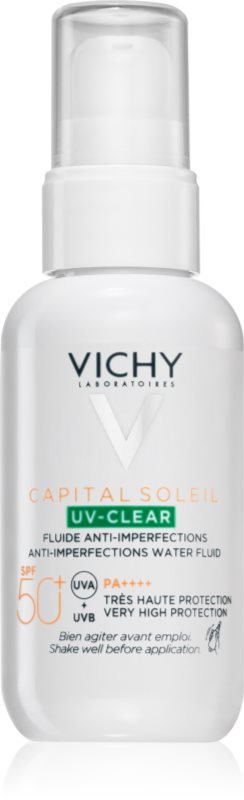 Vichy Capital Soleil UV-Clear ingrijire anti-rid pentru tenul gras, predispus la acnee SPF 50+ 40 ml