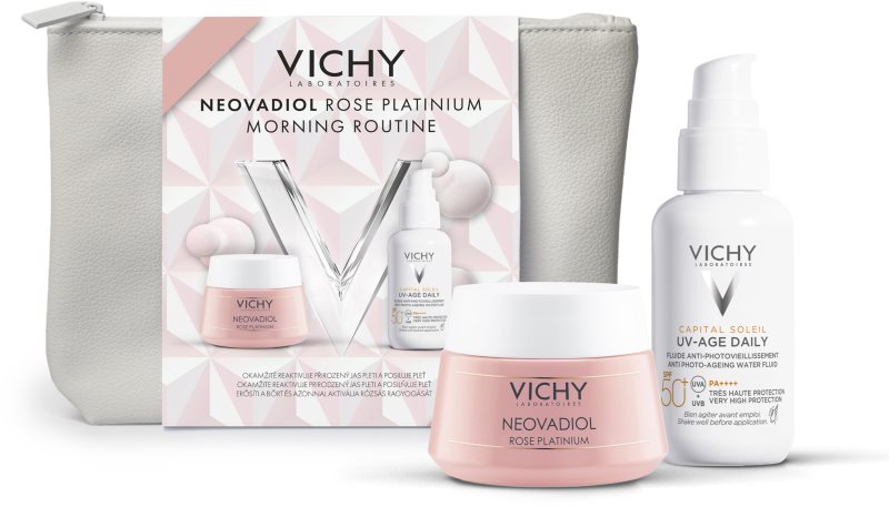 Vichy Neovadiol Rose Platinium Morning Routine set cadou de Crăciun pentru fortificarea barierei cutanate