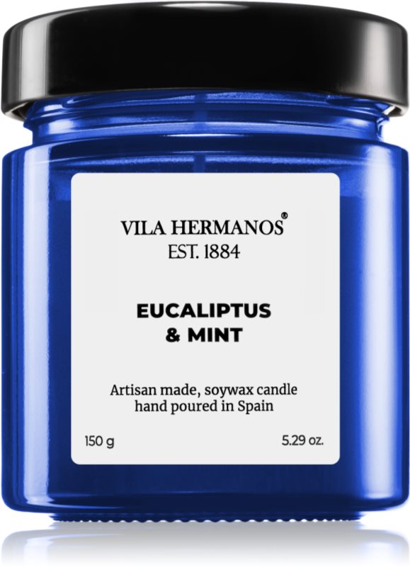 Vila Hermanos Apothecary Cobalt Blue Eucalyptus & Mint lumânare parfumată