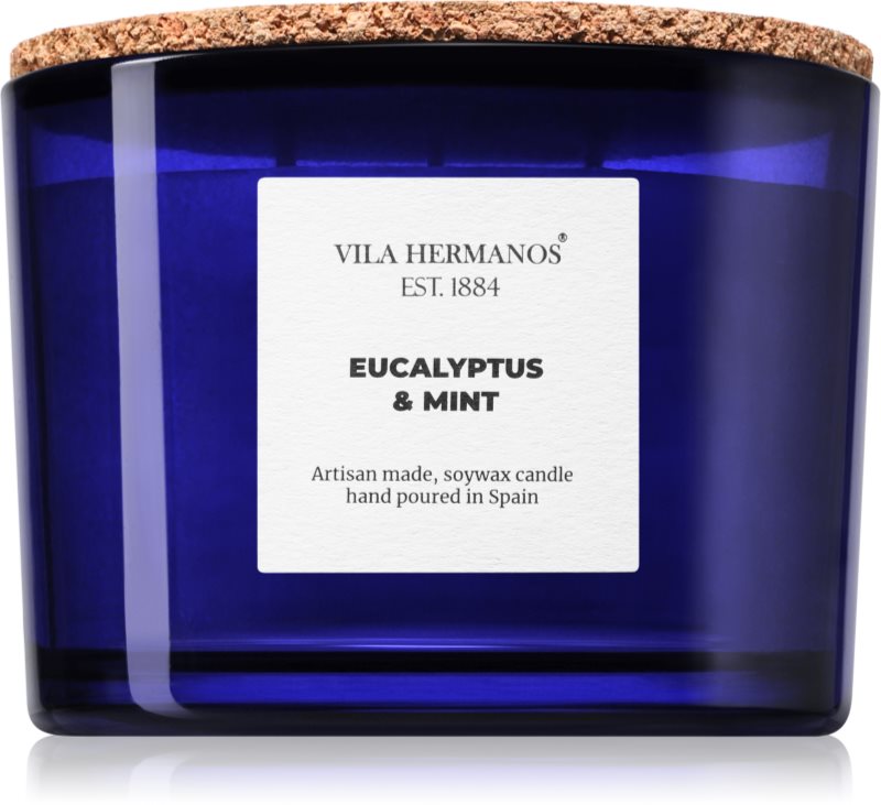 Vila Hermanos Apothecary Cobalt Blue Eucalyptus & Mint lumânare parfumată 350 g