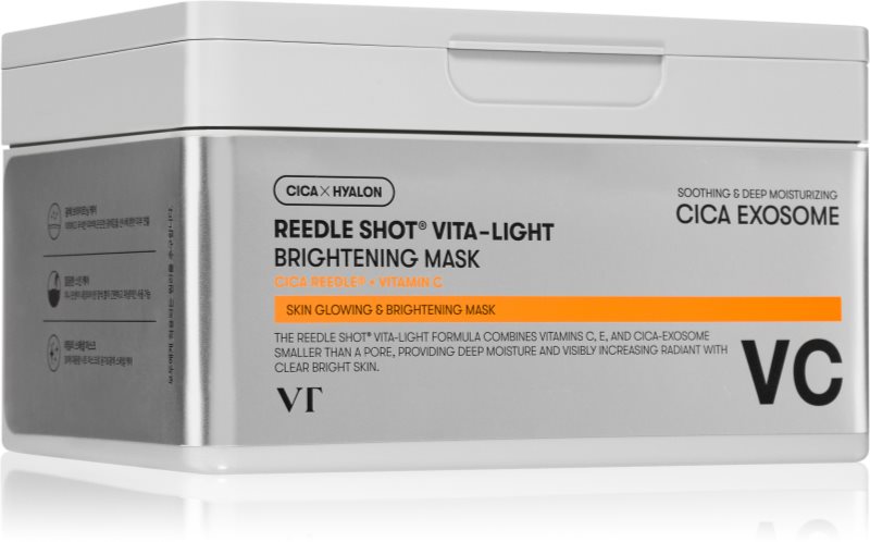 VT Cosmetics Reedle Shot Vita-Light Brightening Mask mască textilă iluminatoare cu vitamina C pachet mare 30 buc