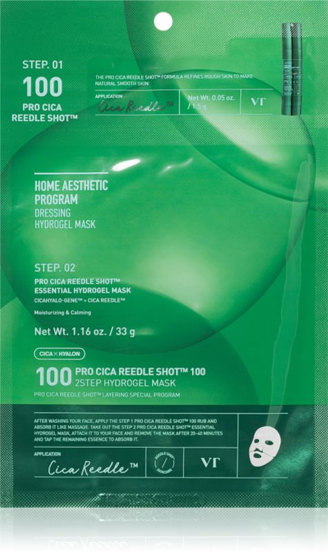 VT Cosmetics Pro Cica Reedle Shot 100 2Step Hydrogel Mask mască intensă cu hidrogel cu efect calmant 34.5 g