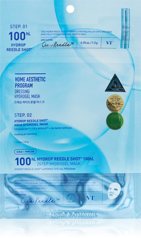VT Cosmetics Hydrop Reedle Shot 100 2Step Hydrogel Mask mască intensă cu hidrogel cu efect de hidratare 34.5 g