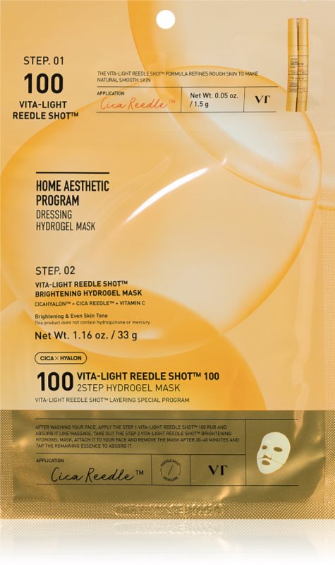VT Cosmetics Vita-Light Reedle Shot 100 2Step Hydrogel Mask mască intensă cu hidrogel pentru luminozitate si hidratare 34.5 g