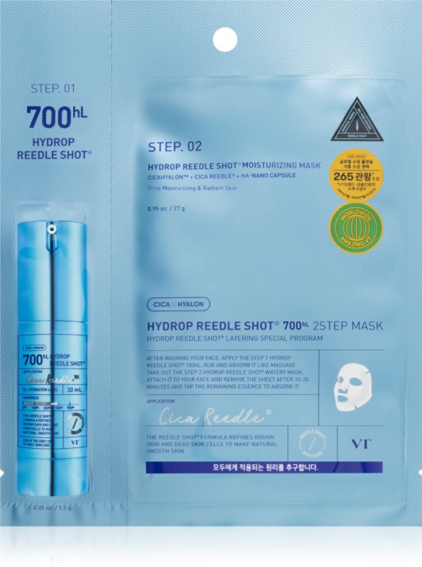 VT Cosmetics Hydrop Reedle Shot 700hL 2 Step Mask mască de hidratare profundă pentru tratarea tenului în două faze 28.5 g