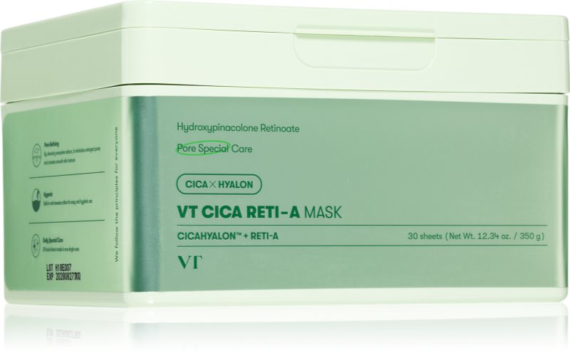 VT Cosmetics Cica Reti-A Mask mască textilă calmantă cu efect de întărire pachet mare 30 buc