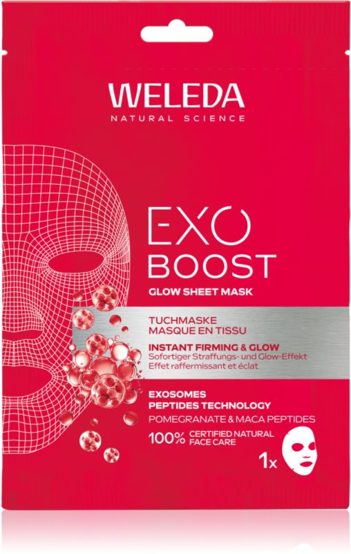 Weleda Exo Boost mască textilă iluminatoare pentru fermitatea pielii 20 ml