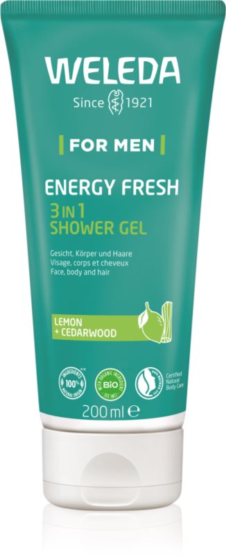 Weleda Energy Fresh 3in1 gel de curatare 3 in 1 pentru par si corp pentru bărbați 200 ml