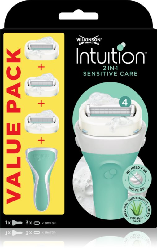 Wilkinson Sword Intuition 2in1 Soap & Shave Sensitive aparat de ras + capete de schimb 3 buc