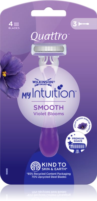Wilkinson Sword My Intuition Quattro aparat de ras de unică folosință Violet Blooms 3 buc