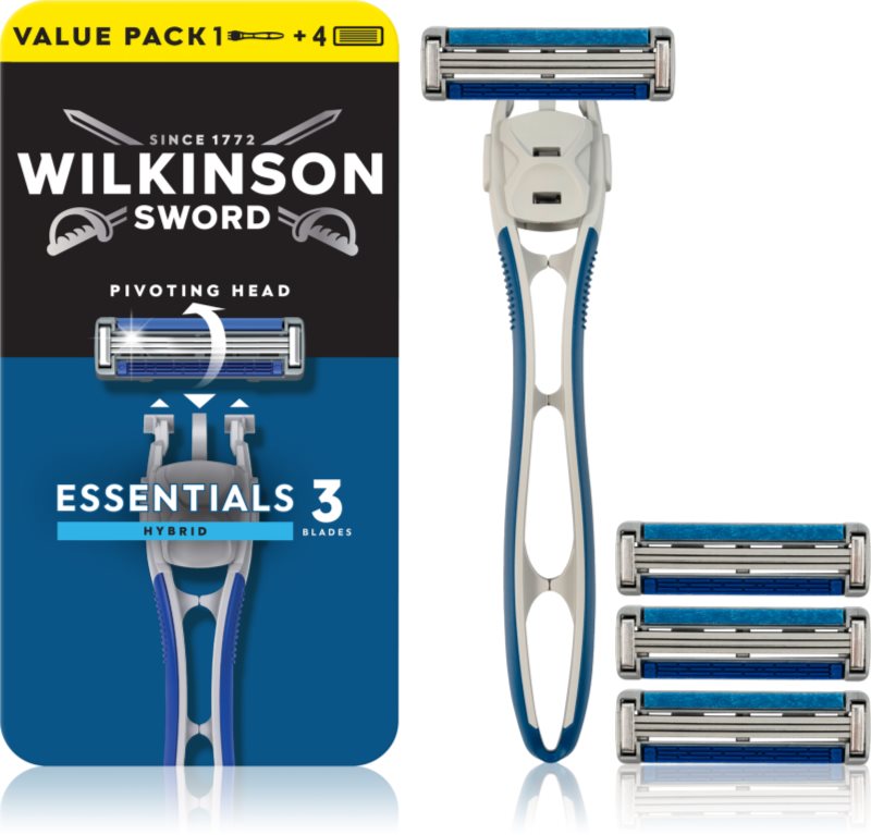 Wilkinson Sword Essentials 3 Hybrid aparat de ras + rezervă 4 pc