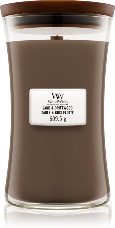 Woodwick Sand & Driftwood lumânare parfumată cu fitil din lemn 609.5 g