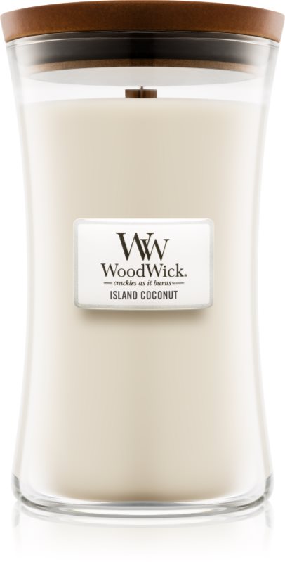 Woodwick Island Coconut lumânare parfumată cu fitil din lemn