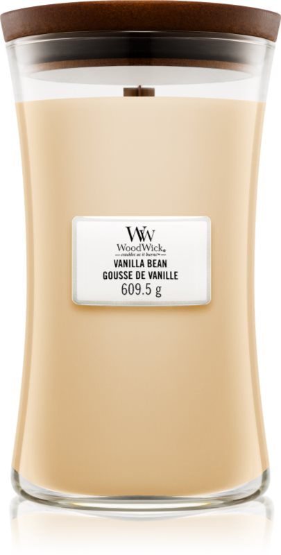 Woodwick Vanilla Bean lumânare parfumată cu fitil din lemn