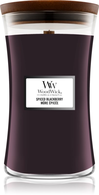 Woodwick Spiced Blackberry lumânare parfumată cu fitil din lemn