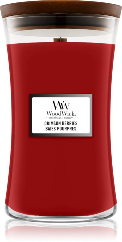 Woodwick Crimson Berries lumânare parfumată cu fitil din lemn