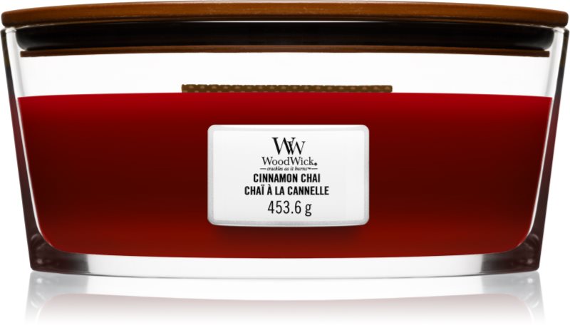 Woodwick Cinnamon Chai lumânare parfumată cu fitil din lemn (hearthwick) 453 g