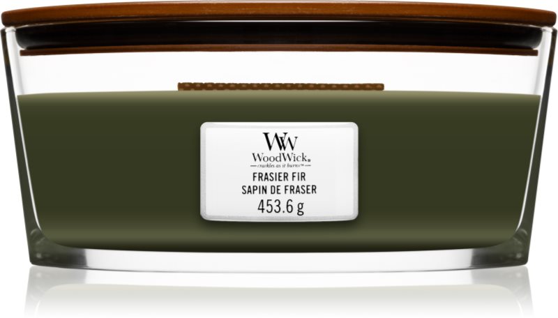 Woodwick Frasier Fir lumânare parfumată cu fitil din lemn (hearthwick) 453.6 g