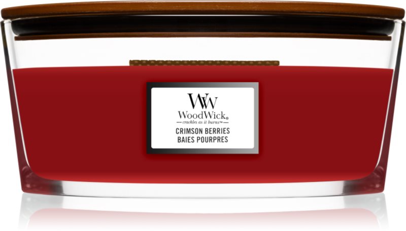 Woodwick Crimson Berries lumânare parfumată cu fitil din lemn (hearthwick) 453,6 g